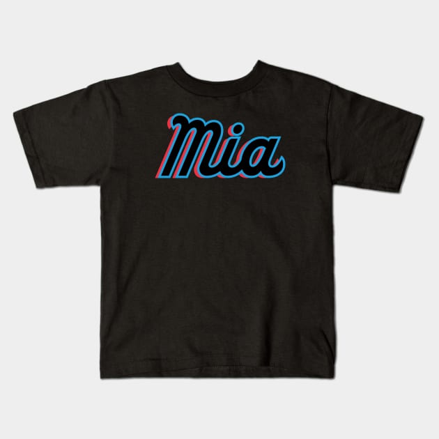 Miami 'MIA' Baseball Fan T-Shirt: Embrace the Vice City Vibe with Bold 305 Baseball Style! Kids T-Shirt by CC0hort